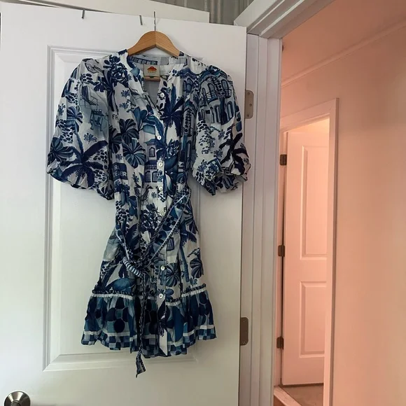 FARM RIO Sweet Rio Puff Sleeve Mini Dress, EUC, Size S - Picture 4 of 6